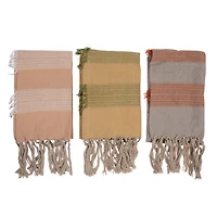 Hello Honey® Striped Cotton Tea Towels with Fringe Set