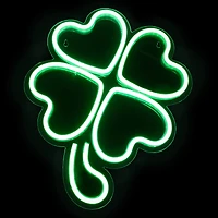 15" LED Lighted Neon Style Green Shamrock St. Patrick's Day Window Silhouette