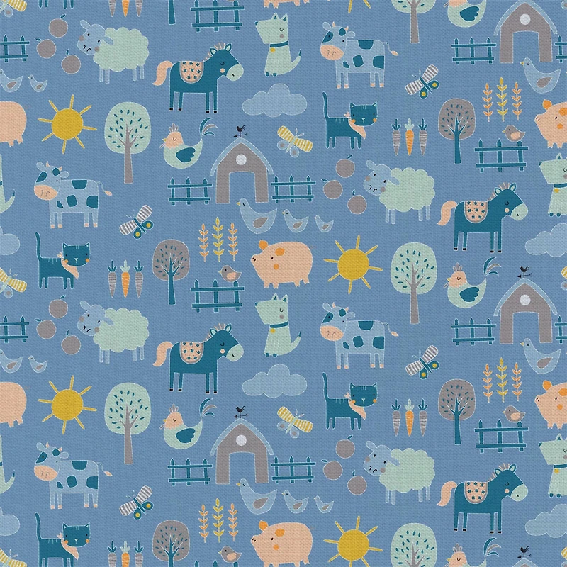 Emma & Mila® Farm Blue Cotton Fabric 8yd. Bolt