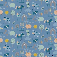 Emma & Mila® Farm Blue Cotton Fabric 8yd. Bolt