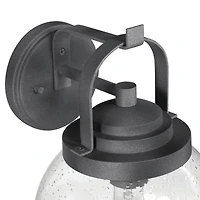 Hello Honey® Bertram Distressed Zinc Industrial Lantern Seedy Glass Globe & Metal Wall Mounted Outdoor Light