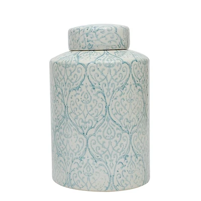Blue & White Decorative Ceramic Ginger Jar