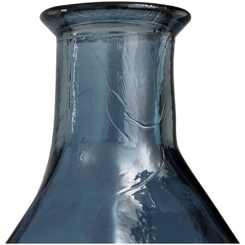 24" Blue Recycled Glass Tall Spanish Bottleneck Vase
