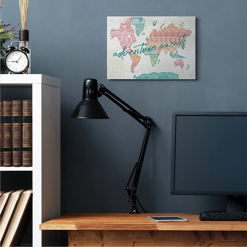 Stupell Industries Adventure Awaits World Map Canvas Wall Art
