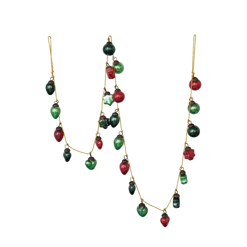 Hello Honey® 6ft. Green & Red Mercury Glass Ball Ornament Garland