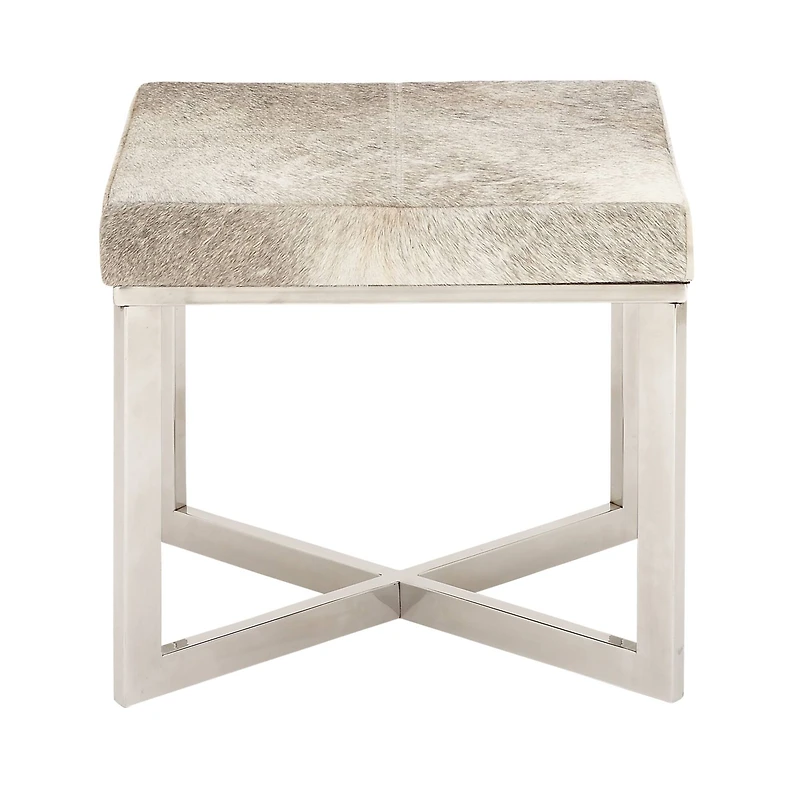 20" Gray & White Stainless Steel Contemporary Stool