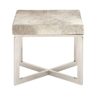 20" Gray & White Stainless Steel Contemporary Stool