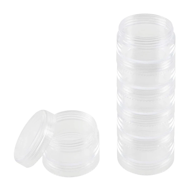 1.5" Clear 6-Container Round Bead Storage Stack by Bead Landing™