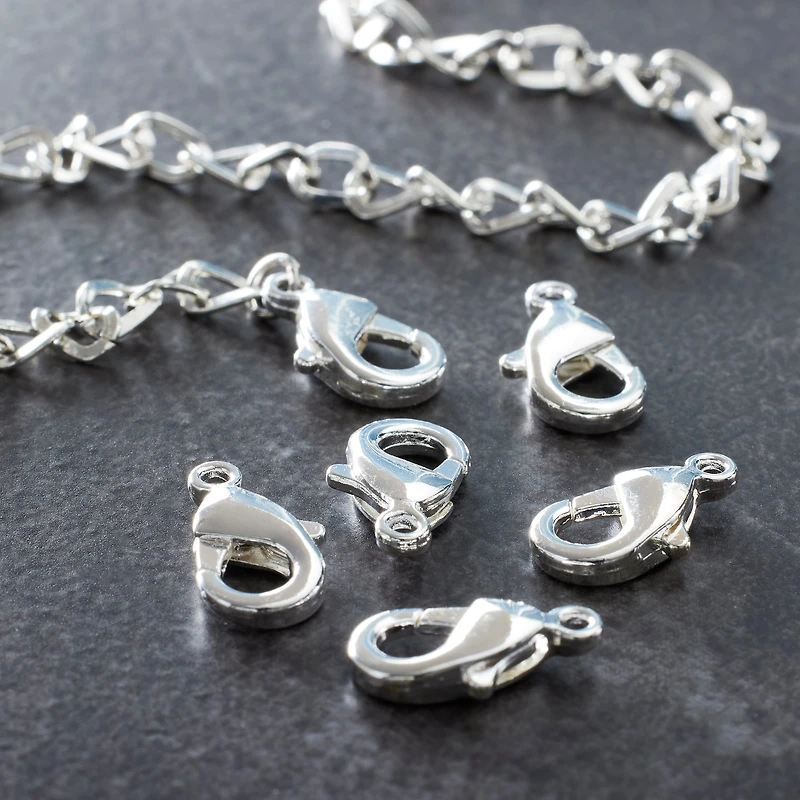 15mm Silver Finish Lobster Clasps, 10ct. by Bead Landing™