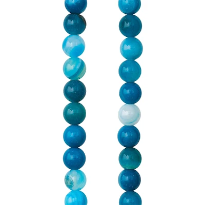 Blue Striped Agate Round Beads, 6mm by Bead Landing™