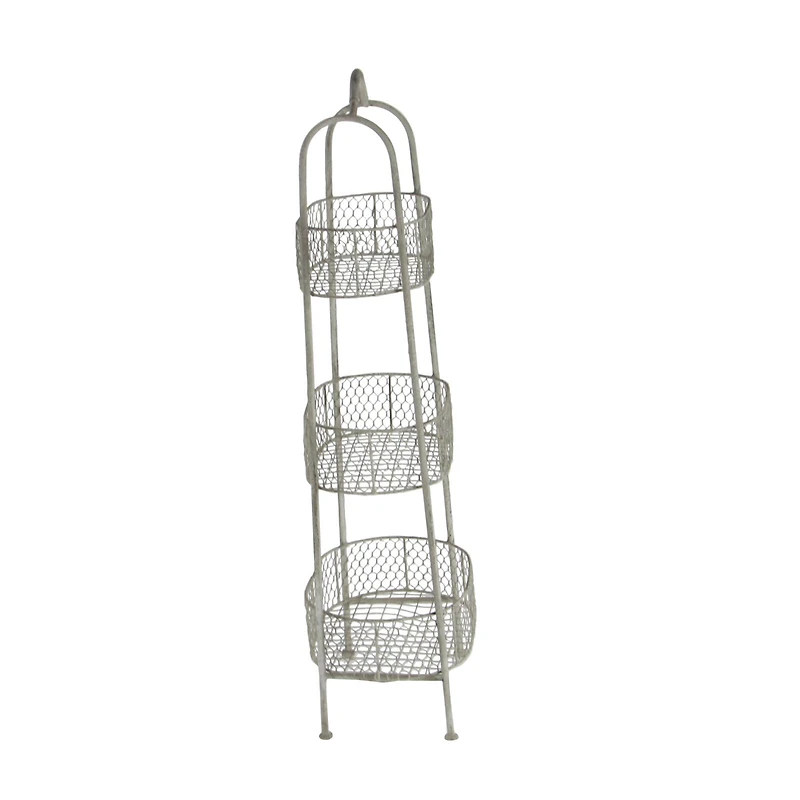 White Iron Farmhouse 3 Tier Tray Stand