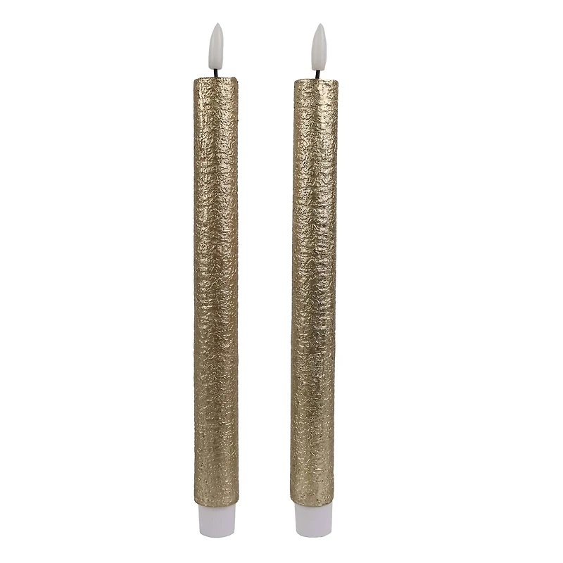 10.5" Gold Birch LED Wax Taper Candles, 2ct. by Ashland®