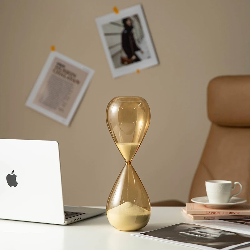 Glitzhome® 13.5" Modern Double-Layered Amber Hourglass with White Sand