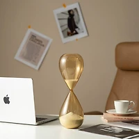 Glitzhome® 13.5" Modern Double-Layered Amber Hourglass with White Sand