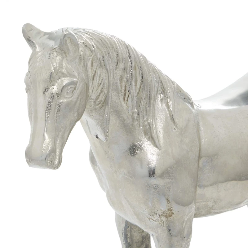 Silver Glam Aluminum Sculpture, Horse 17" x 23" x 6"