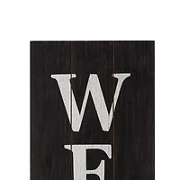 Glitzhome® 42" Wooden Black Welcome Porch Sign with Metal Planter