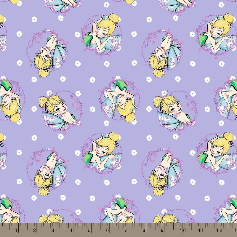 Disney® Tink Fashion Lavender Tinkerbell Toss Cotton Fabric