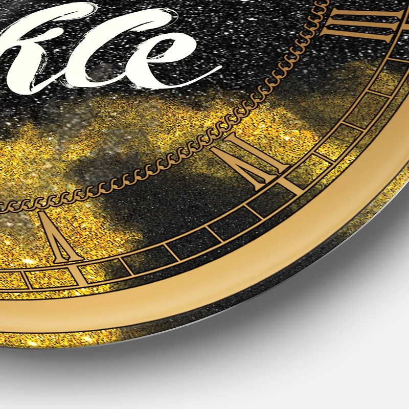 Designart 'Show Your Sparkle Quote Black On Gold Glam Wall Clock
