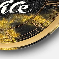 Designart 'Show Your Sparkle Quote Black On Gold Glam Wall Clock