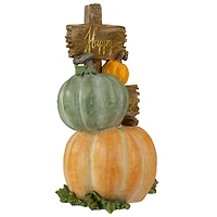 12.5" Orange & Green Pumpkin Happy Thanksgiving Tabletop Sign