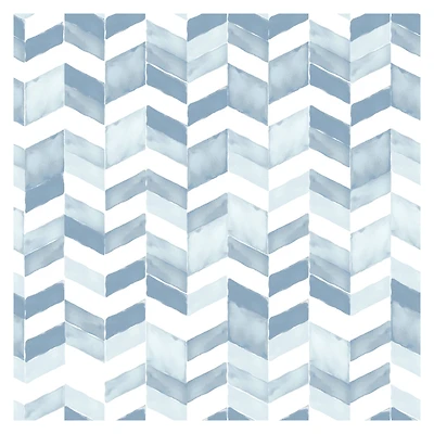 RoomMates Blue & White Paul Brent Watercolor Chevron Peel & Stick Wallpaper