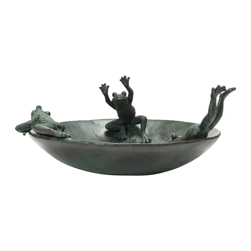 Hello Honey® Resin Bird Bath With Frogs & Verdigris Finish