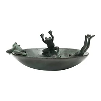 Hello Honey® Resin Bird Bath With Frogs & Verdigris Finish