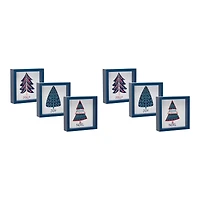 6" Navy Christmas Tree Sentiments Tabletop Décor Set