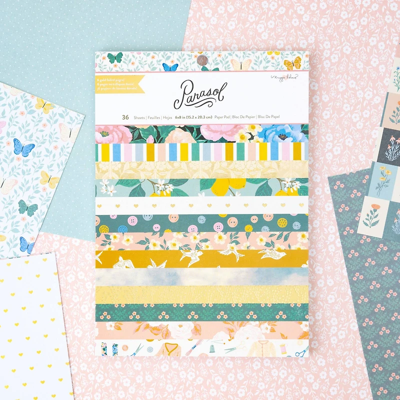 American Crafts Maggie Holmes Parasol Single-Sided Paper Pad, 6" x 8"