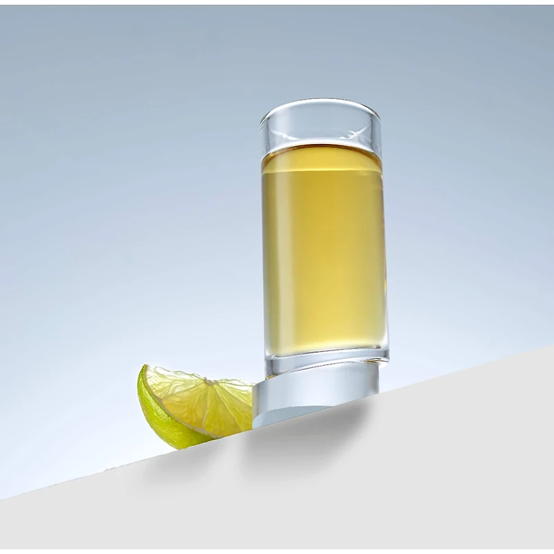 JoyJolt® 1.69oz. Aqua Vitae Round Off Base Shot Glasses, 4ct.