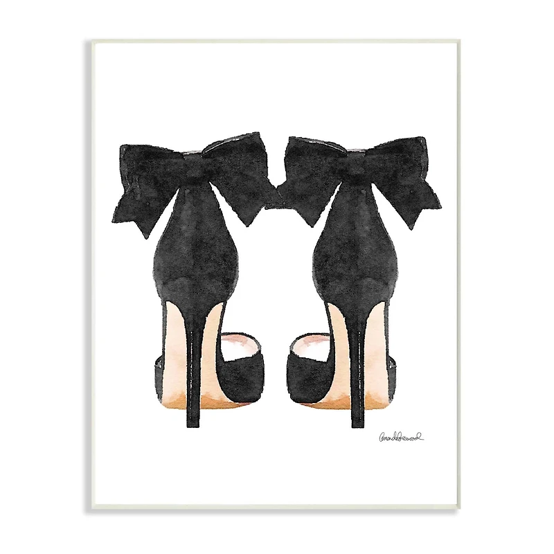 Stupell Industries Glam Black Pumps with Black Bow Wall Plaque