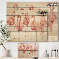 Designart - Gracefully Pink Shabby flamingo