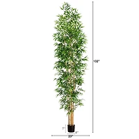 11ft. Green Artificial Bamboo Tree with Real Bamboo Trunks