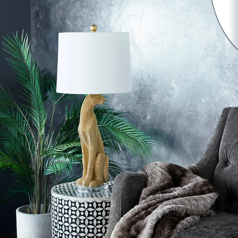 29" Polystone Glam Leopard Table Lamps