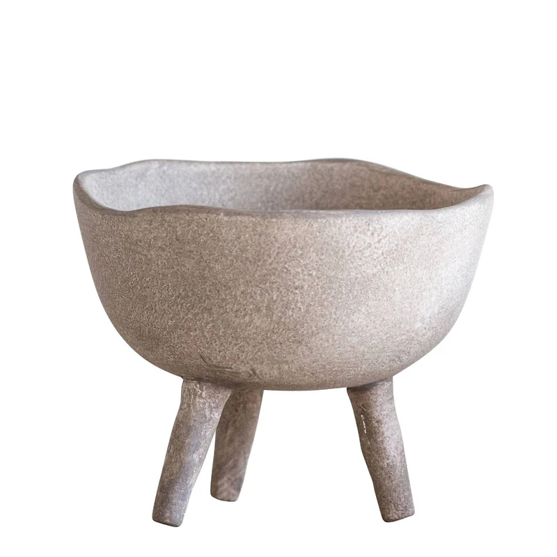 5.5" Large Matte Taupe Terracotta Footed Planter