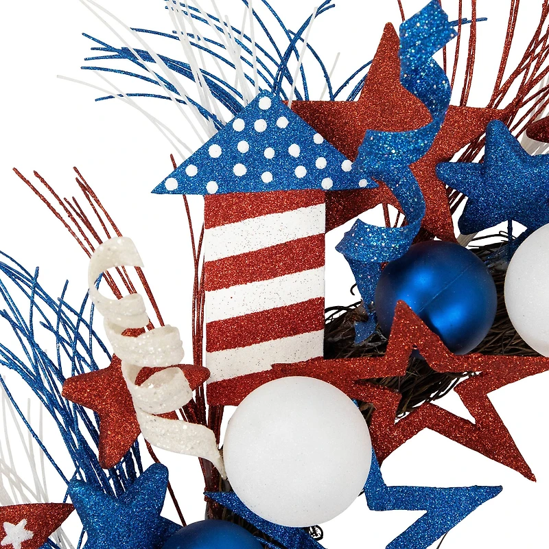 22" Glittered Stars & Rockets Patriotic Wreath