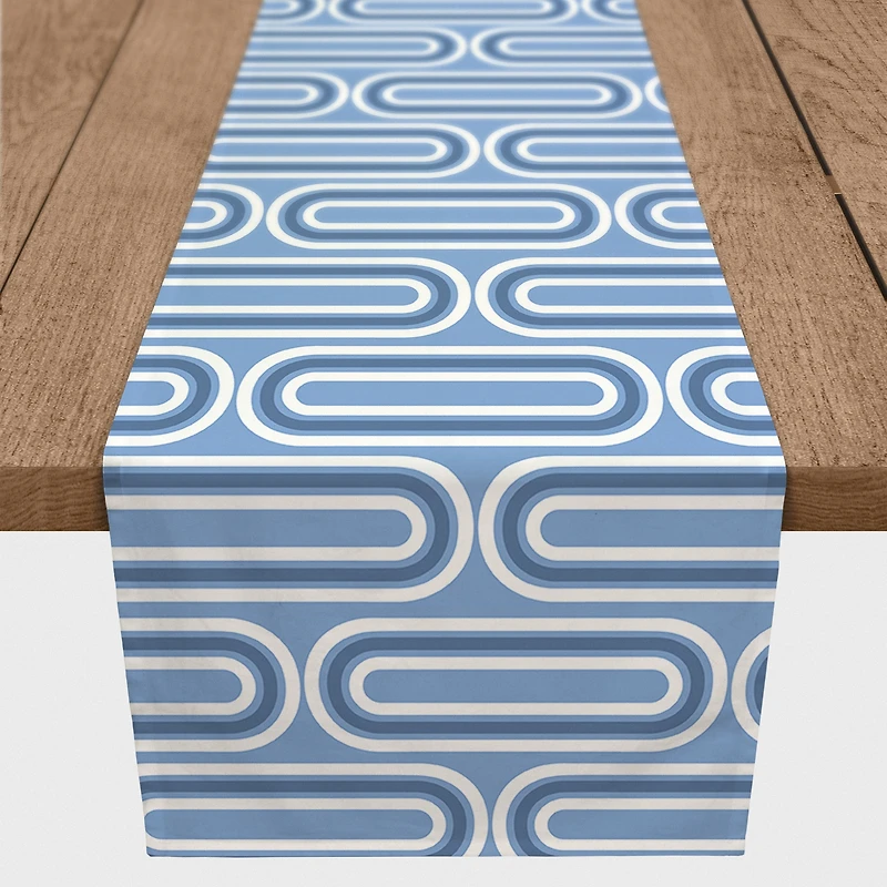 72" Groovy Blue Lines Cotton Twill Runner