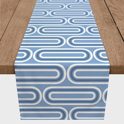 72" Groovy Blue Lines Cotton Twill Runner