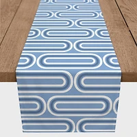 72" Groovy Blue Lines Cotton Twill Runner