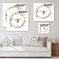 Designart - Bee In Wildflowers Wreath