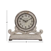 16" White Distressed Wood Country Clock