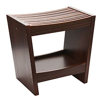 Hello Honey® 18" Modern Slatted Solid Wood Stool With Storage Shelf