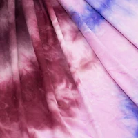 Fabric Merchants Blue, Lavender & Burgundy Tie Dye Double Brushed 4-Way Stretch Fabric