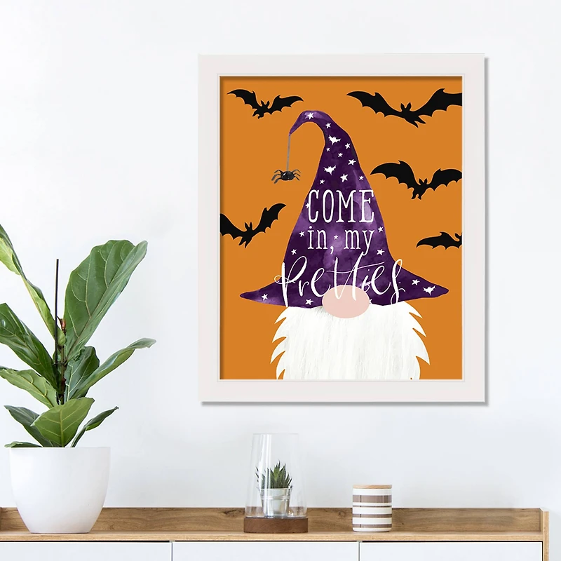 Come in My Pretties Gnome White Framed Print Wall Art