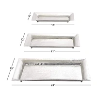 Metallic Silver Aluminum Traditional Tray Set