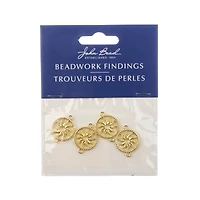 John Bead Beadwork Findings Gold Circle with Sun Pendants
