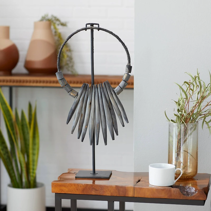 20" Gray Teak Wood Natural Sculpture