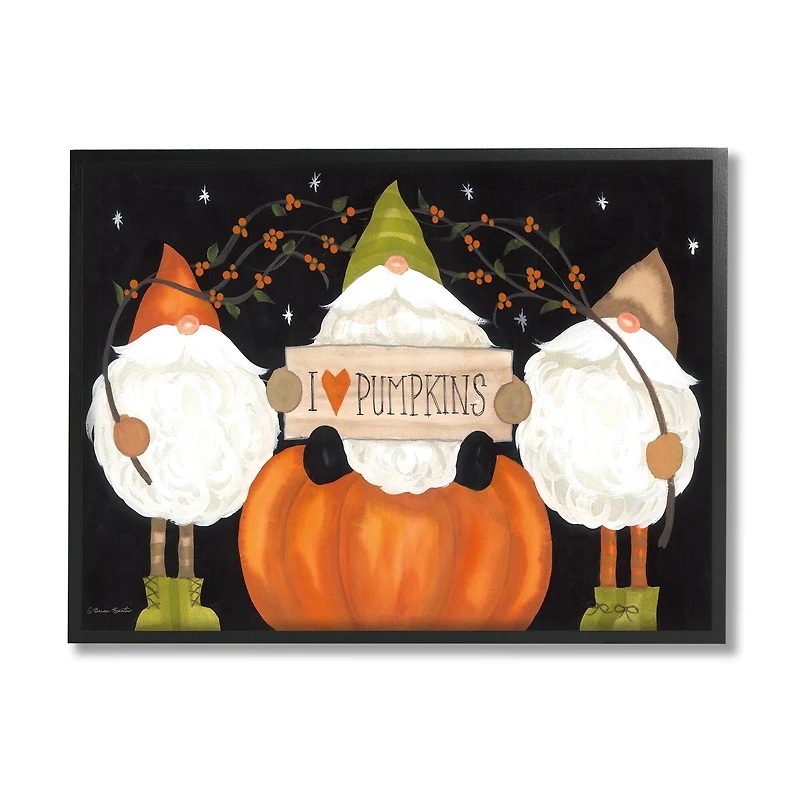 Stupell Industries I Love Pumpkins Seasonal Gnomes Framed Giclee Art