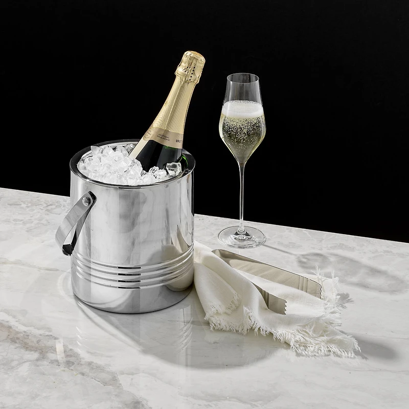 JoyJolt® Double Wall Stainless Steel Ice Bucket with Strainer & Tongs