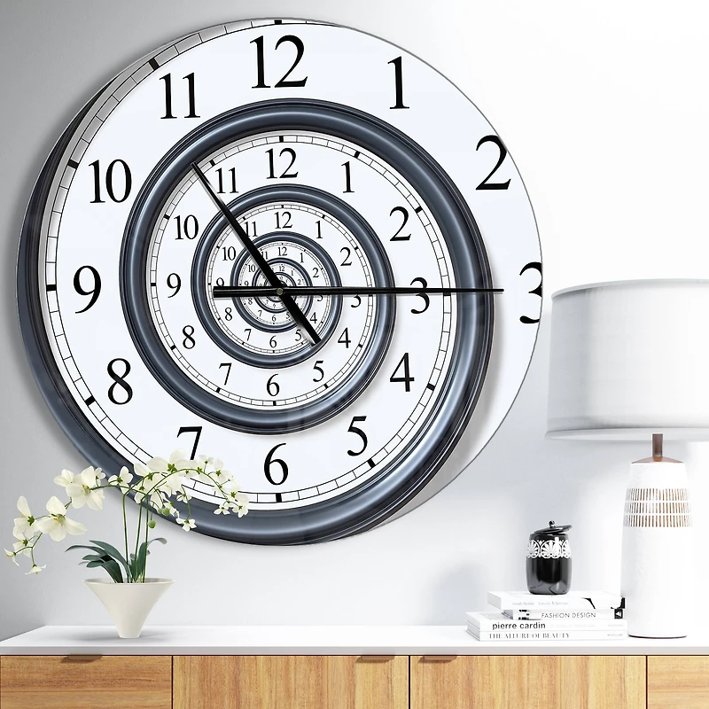 Designart Time Spiral Analog Wall Modern Wall Clock